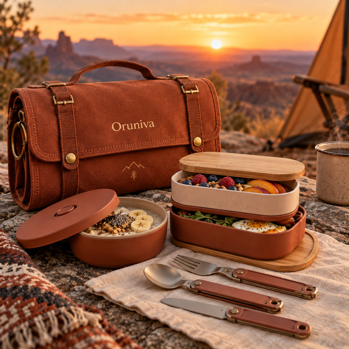 Oruniva™ Coastal Picnic Plate Carrier Set