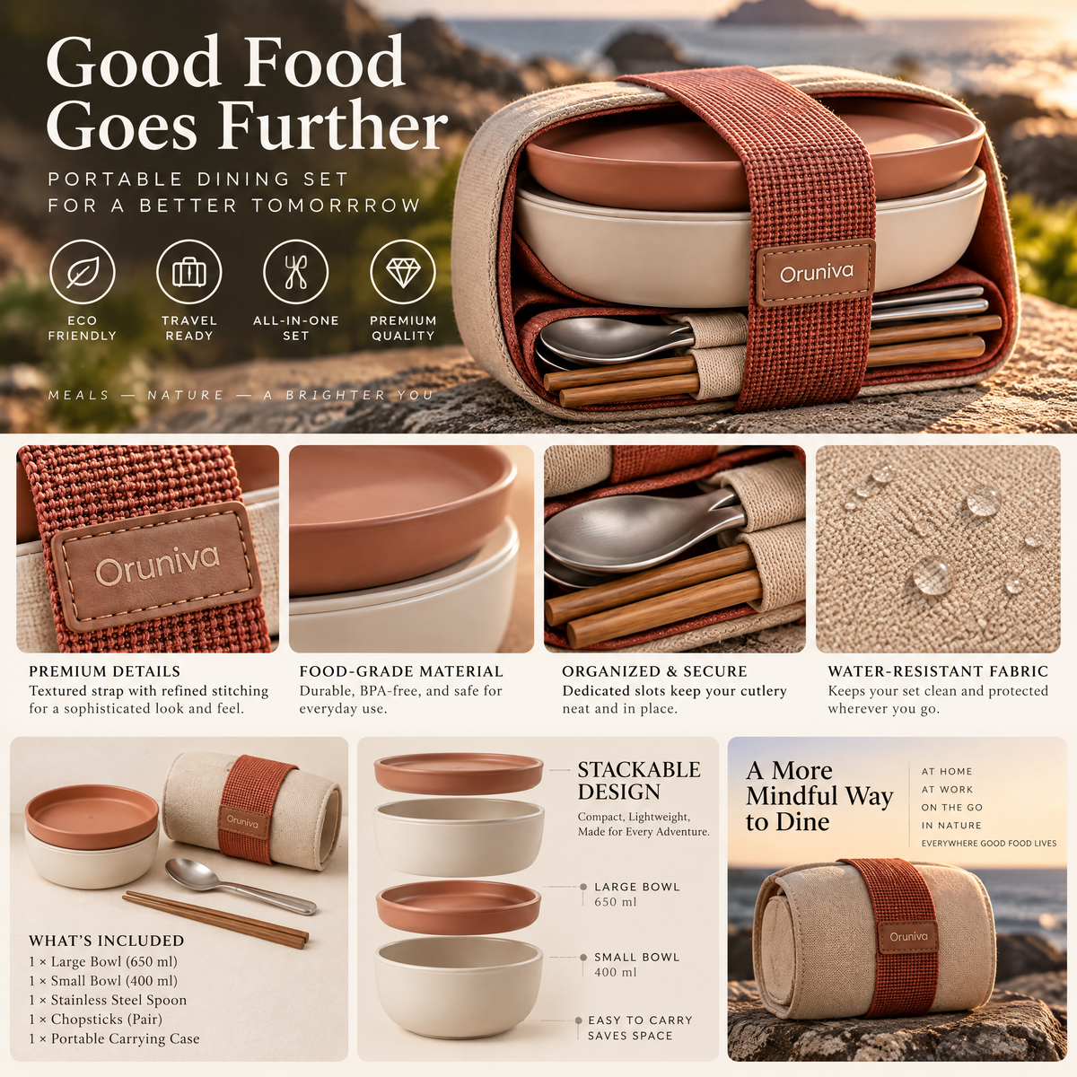 Oruniva™ Alpine Canvas Dining Roll Set