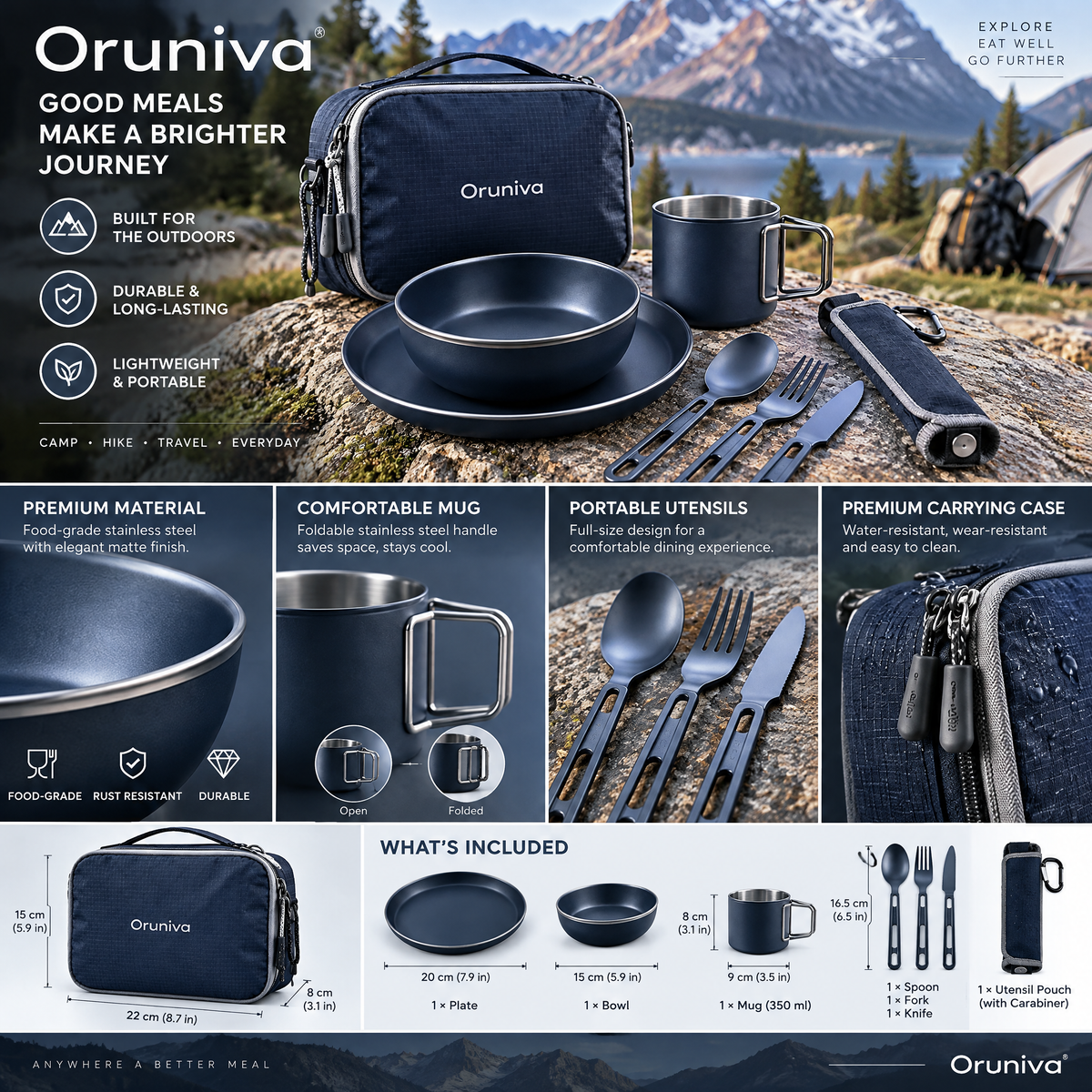 Oruniva™ Heritage Roll-Up Cutlery Organizer detail