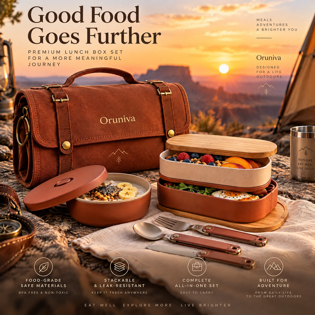 Oruniva™ Coastal Picnic Plate Carrier Set