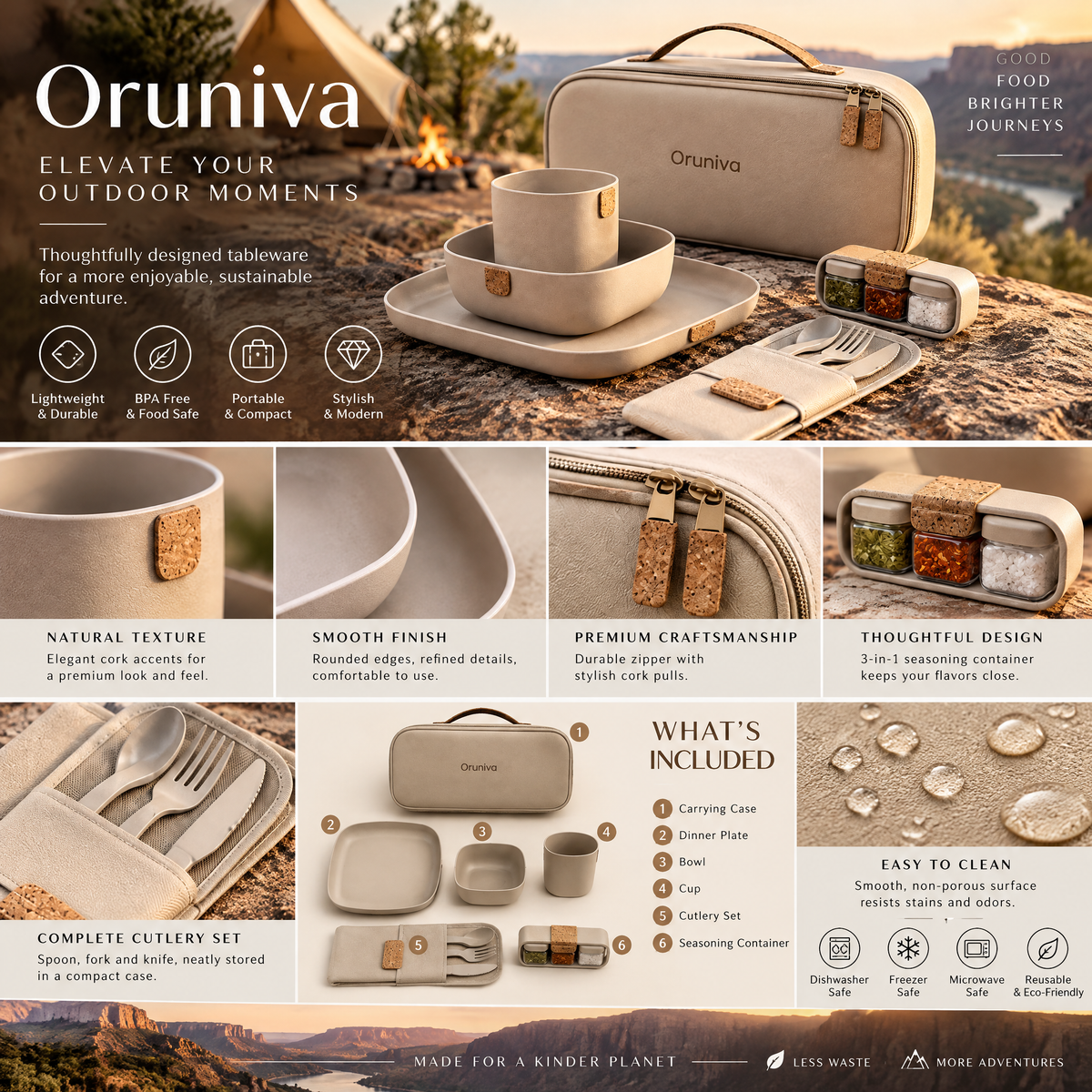 Oruniva™ Glacier Minimal Outdoor Dining Kit