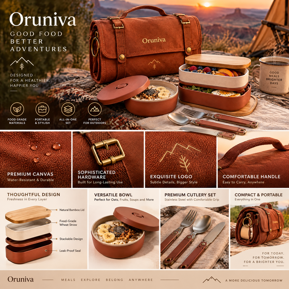 Oruniva™ Coastal Picnic Plate Carrier Set